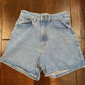 Princess Polly blue high waisted Jean shorts